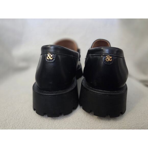 Sam & Libby 8.5 Lug Sole Loafers Gold Chain Chunky Platform Black - Picture 3 of 7
